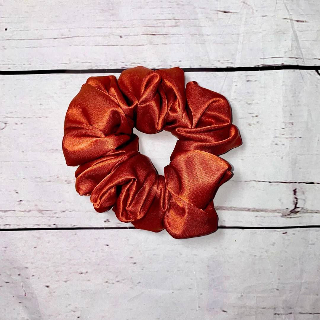 Rust Scrunchie/burnt Orange Scrunchie Rust Satin Scrunchie - Etsy | Etsy (US)