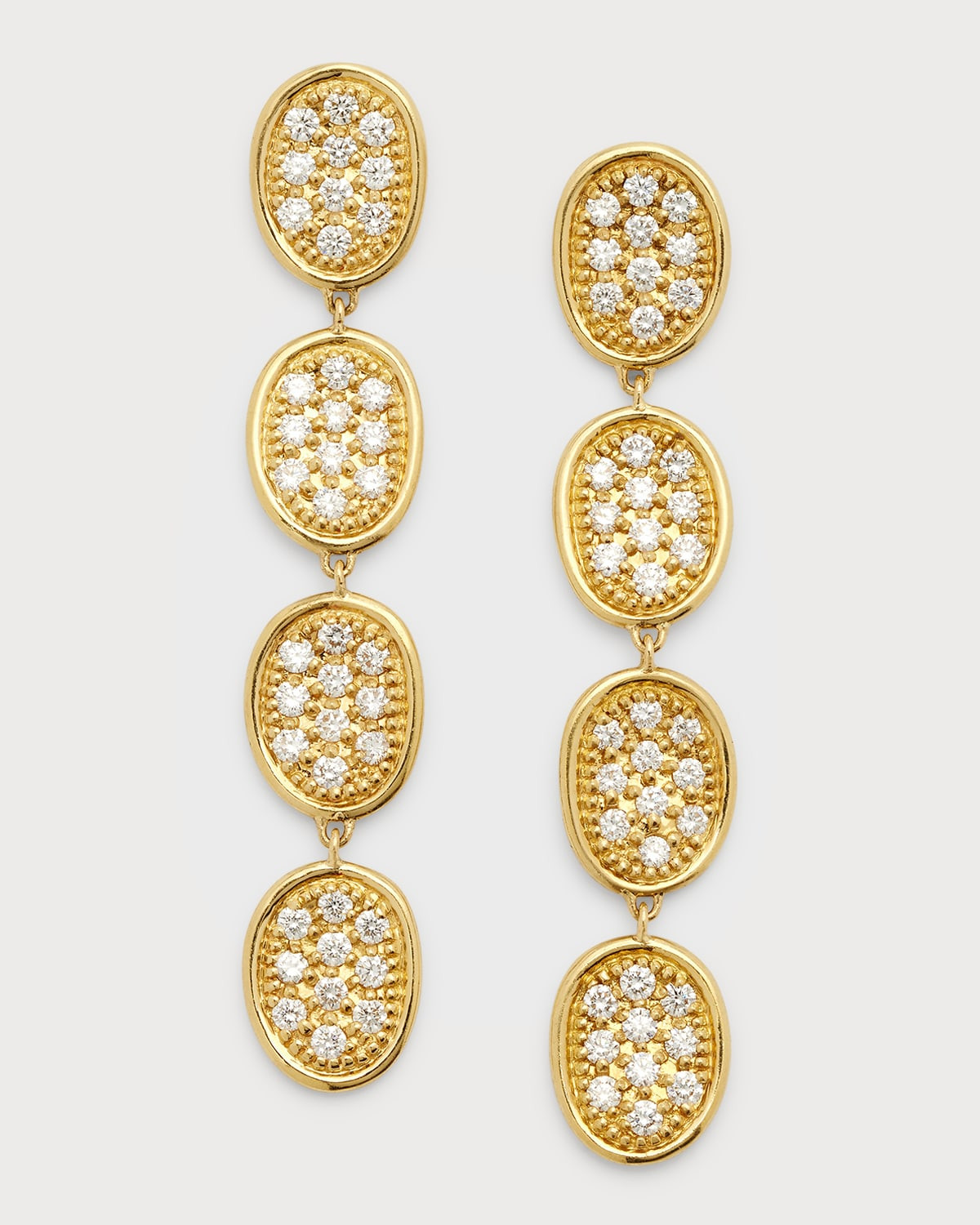 18K Yellow Gold Lunaria Pave Diamond 4-Drop Earrings | Neiman Marcus