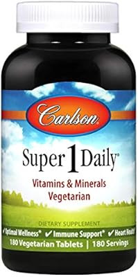 Carlson - Super 1 Daily, Vegetarian Multiple Formula, Multivitamin, Optimal Wellness, 180 Tablets | Amazon (US)