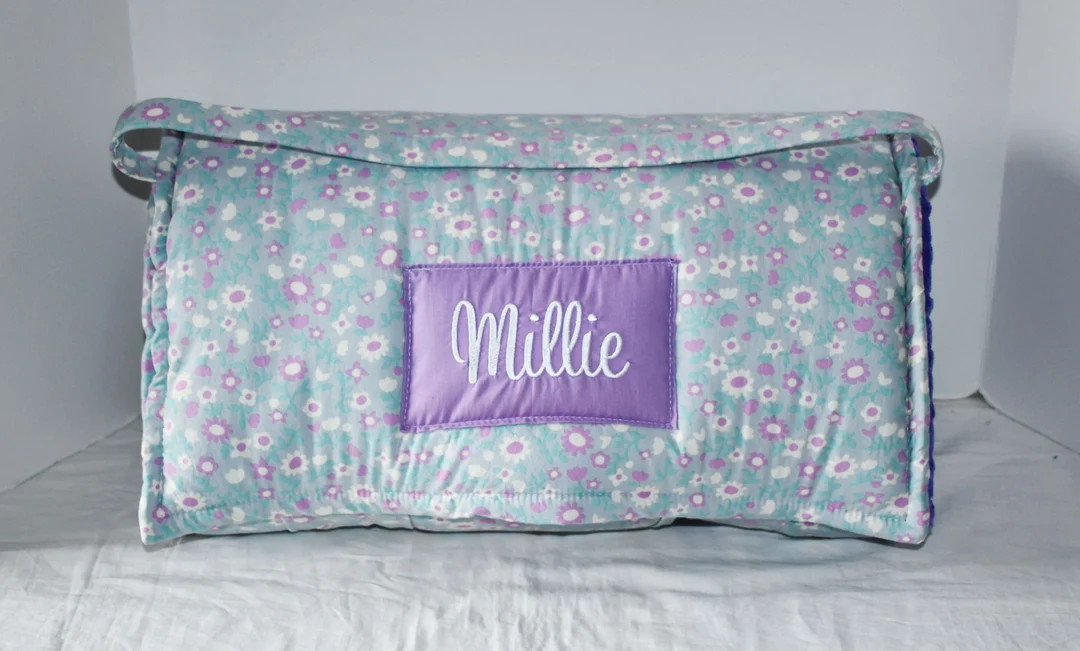 Watercolor Artistic Petunia Dove Garden Floral Kids Nap Mat With Purple Minky Dot Blanket, Presch... | Etsy (US)