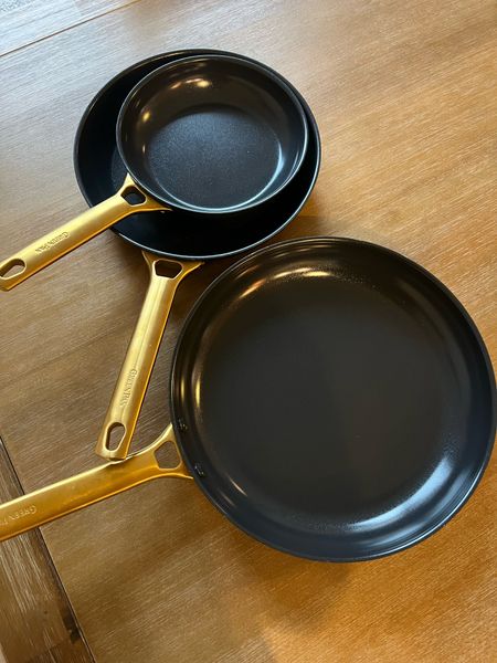 The prettiest non stick frying pans 🤩 these come in lots of other colors and packages too! black and gold frying pans. Black and gold kitchen accessories. Aesthetic kitchen. 

#LTKwedding #LTKFind #LTKhome