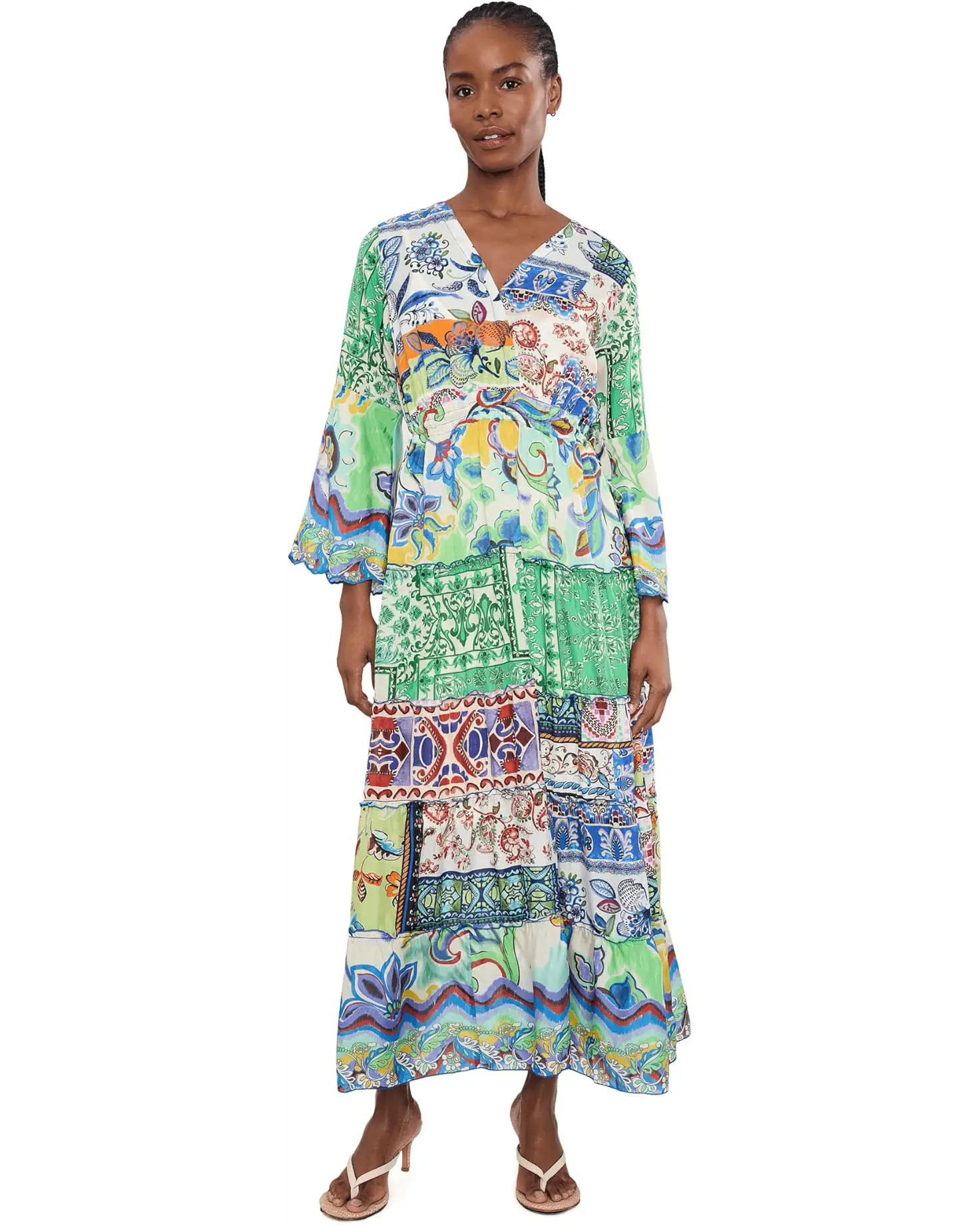 Women's Johnny Was Dibble Tiered Dress - Armeria Patchwork | Zappos.com