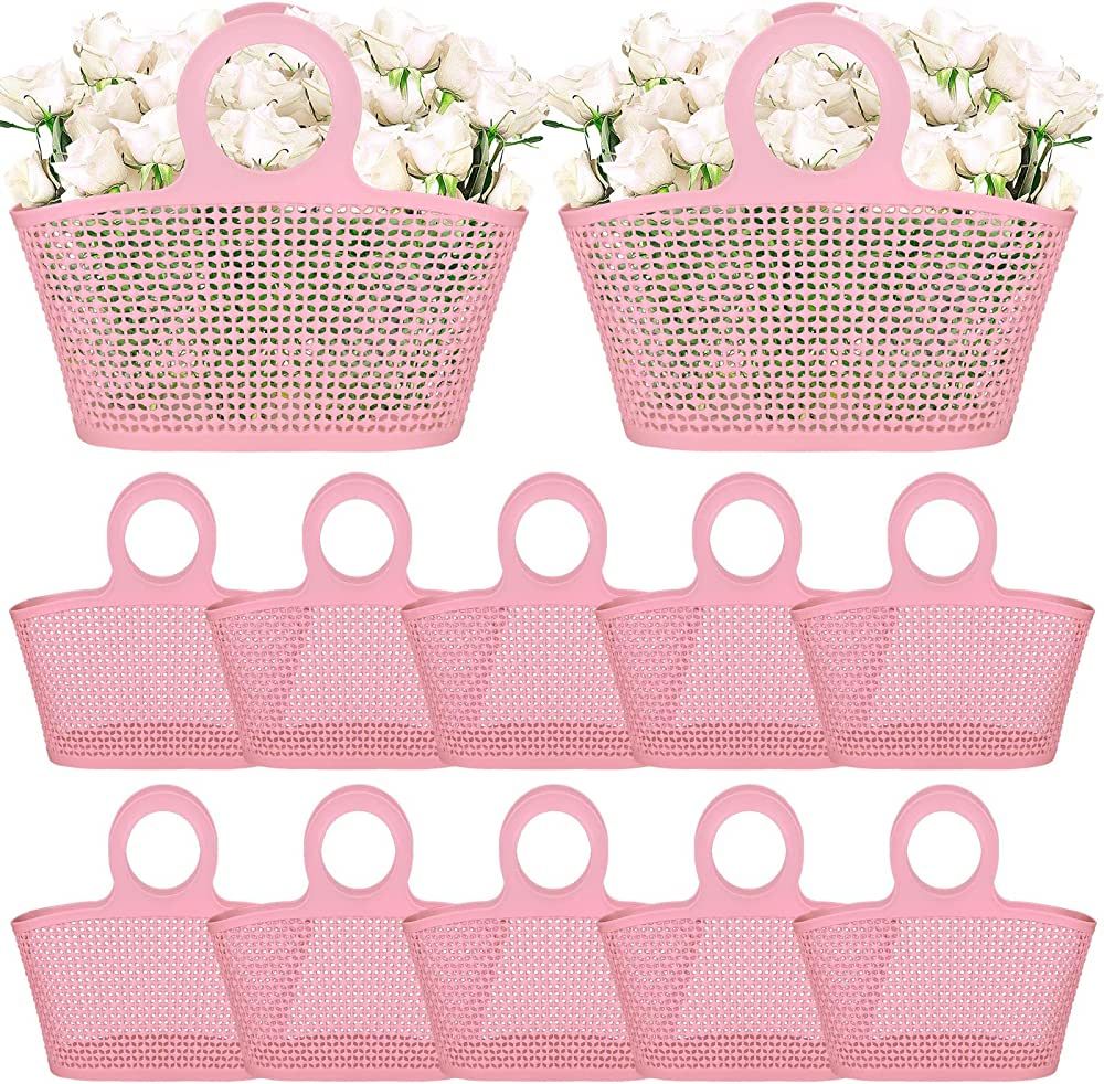 12 Pcs Jelly Purse Bags Bulk Reusable Gift Basket for Girl Foldable Jelly Beach Tote Bag Gift Bag... | Amazon (US)