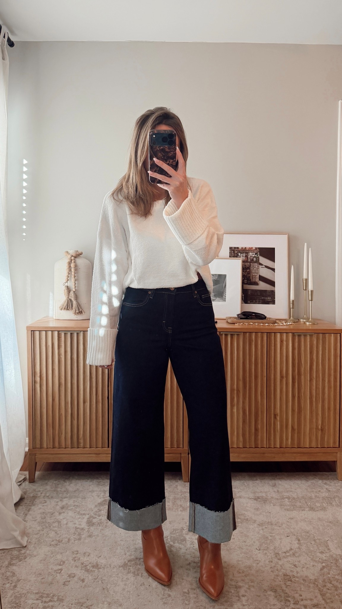 casual winter outfit! this sweater is soo soft!! i love the cuffed detail. i’m in a size M. size 27 denim. my booties are an amazon find!! they’re comfortable + look designer but half the cost!

#LTKSaleAlert #LTKootd #LTKFindsUnder100