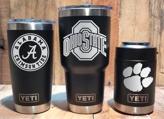 YETI Black Stainless Steel Tumbler Laser Engraved 20 or 30 oz, or Colster - Select Your Universit... | Etsy (US)