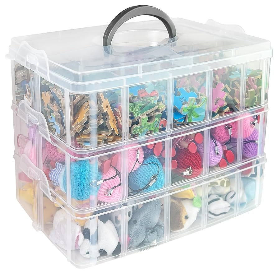 Guyuyii 3-Tier Stackable Bead Organizers and Storage with 30 Adjustable Compartments - Ideal for ... | Amazon (US)