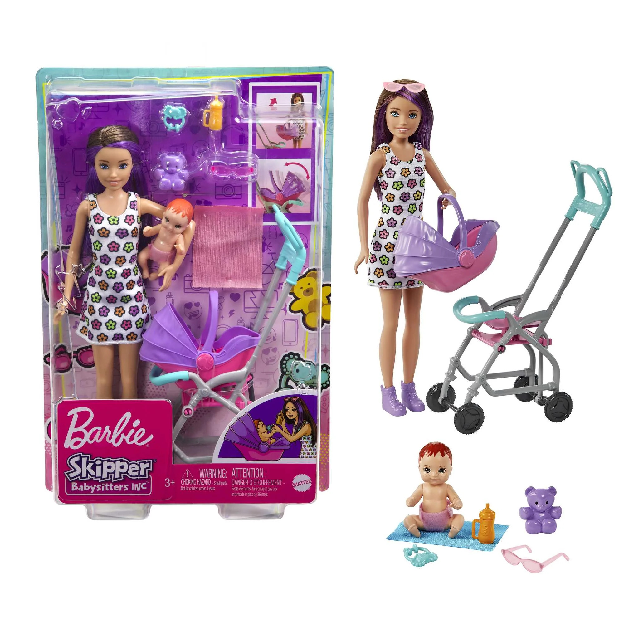 Barbie Skipper Babysitters Inc. Doll & Stroller Playset, for 3 Years & Up, Multicolor | Walmart (US)