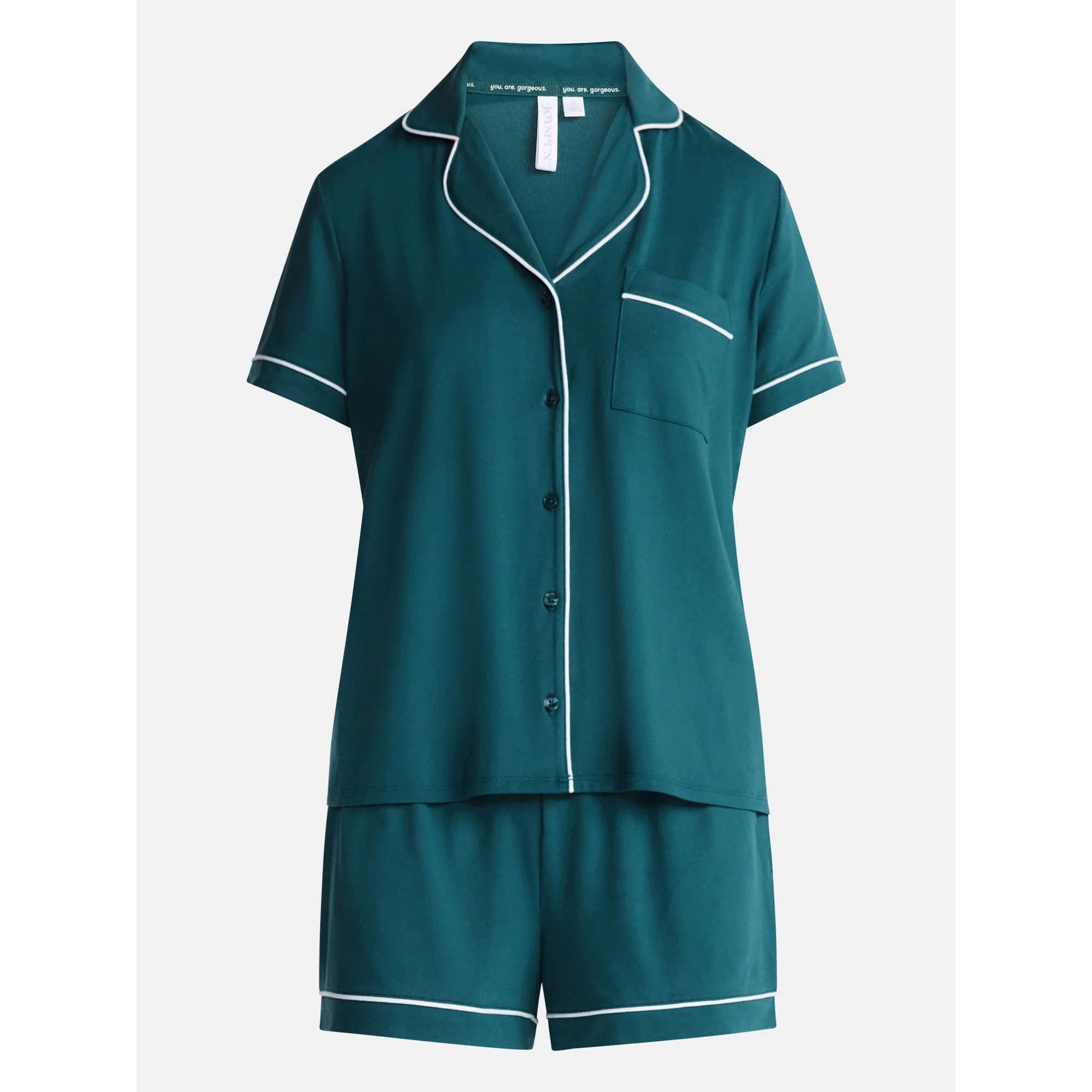 Joyspun Women's Dreamy Soft Collection Notch Collar Top and Shorts Pajama Set, 2-Piece, Sizes XS-... | Walmart (US)