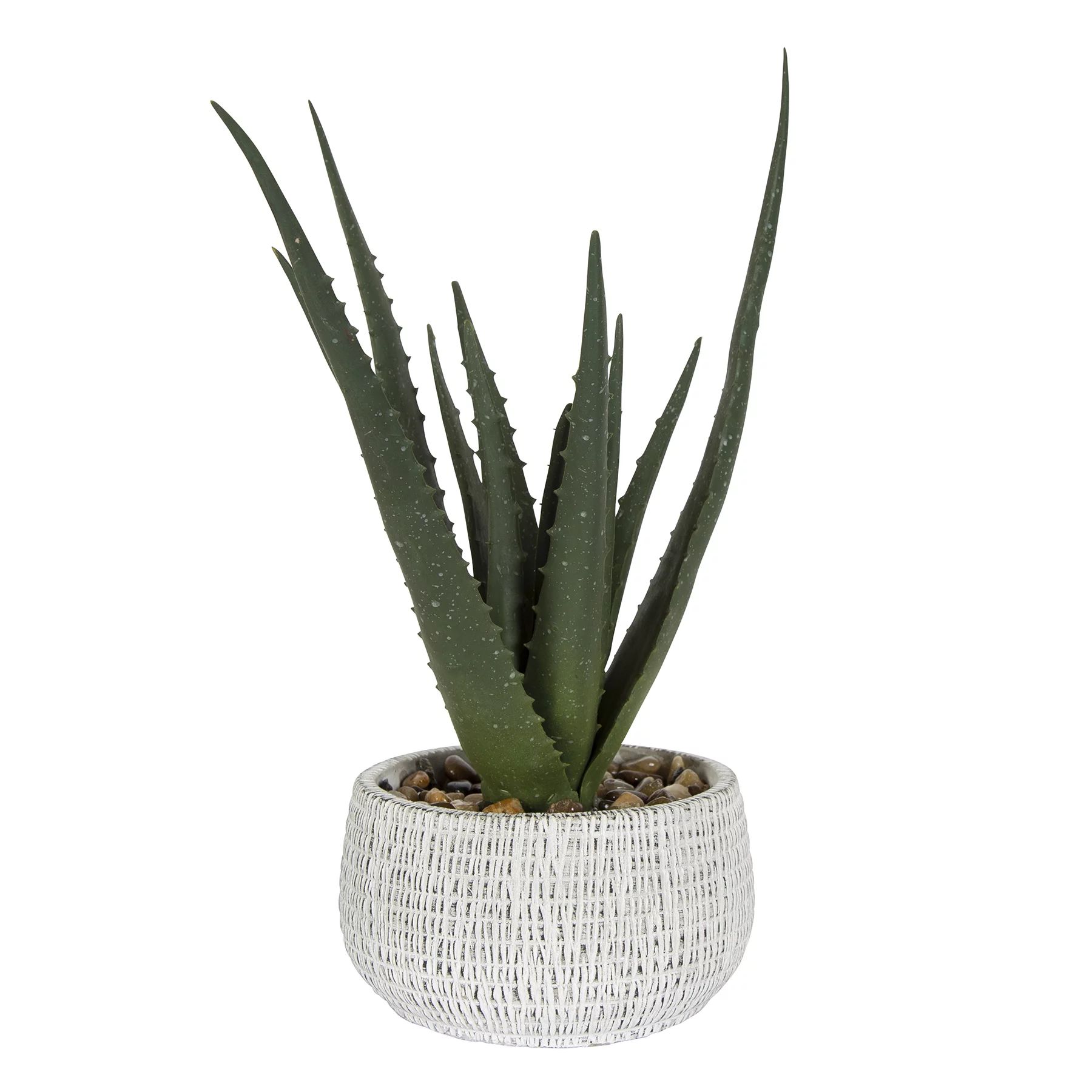 Better Homes & Gardens White and Black Stone Pot with Faux Aloe Plants | Walmart (US)