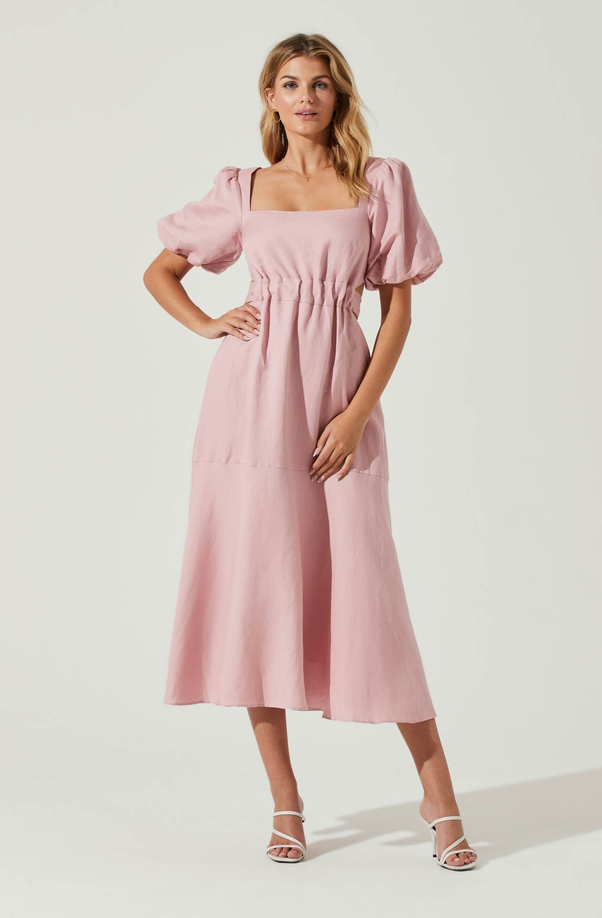 Angeles Puff Sleeve Cutout Dress | ASTR The Label (US)