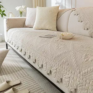 Cotton Quilted Dog Couch Cover for Sofa Farmhouse Rustic Embroidery Sectional Couch Cover Soft An... | Amazon (US)