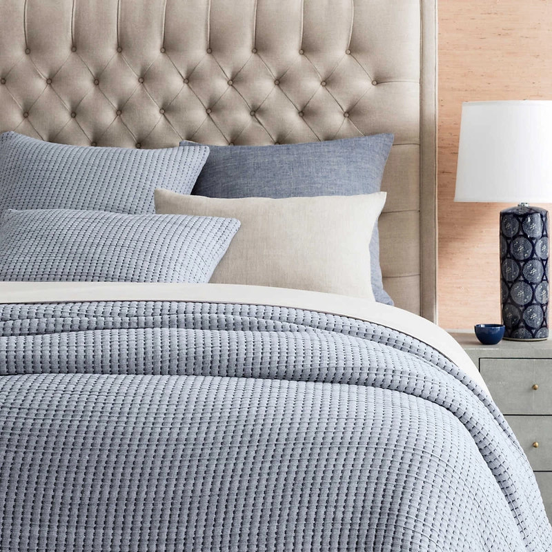 Pick Stitch Navy Matelassé Coverlet | Annie Selke