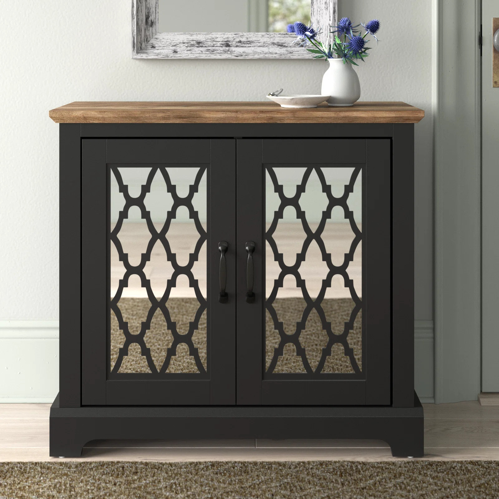 Chessani 32'' Tall 2 Door Mirrored Accent Cabinet | Wayfair North America