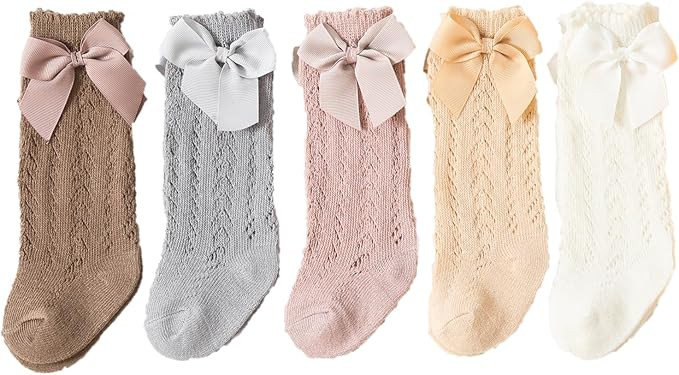 Baby Girls Knee High Socks Toddler Bow Mesh Long Stockings Infants Thin Socks For Spring Summer | Amazon (US)