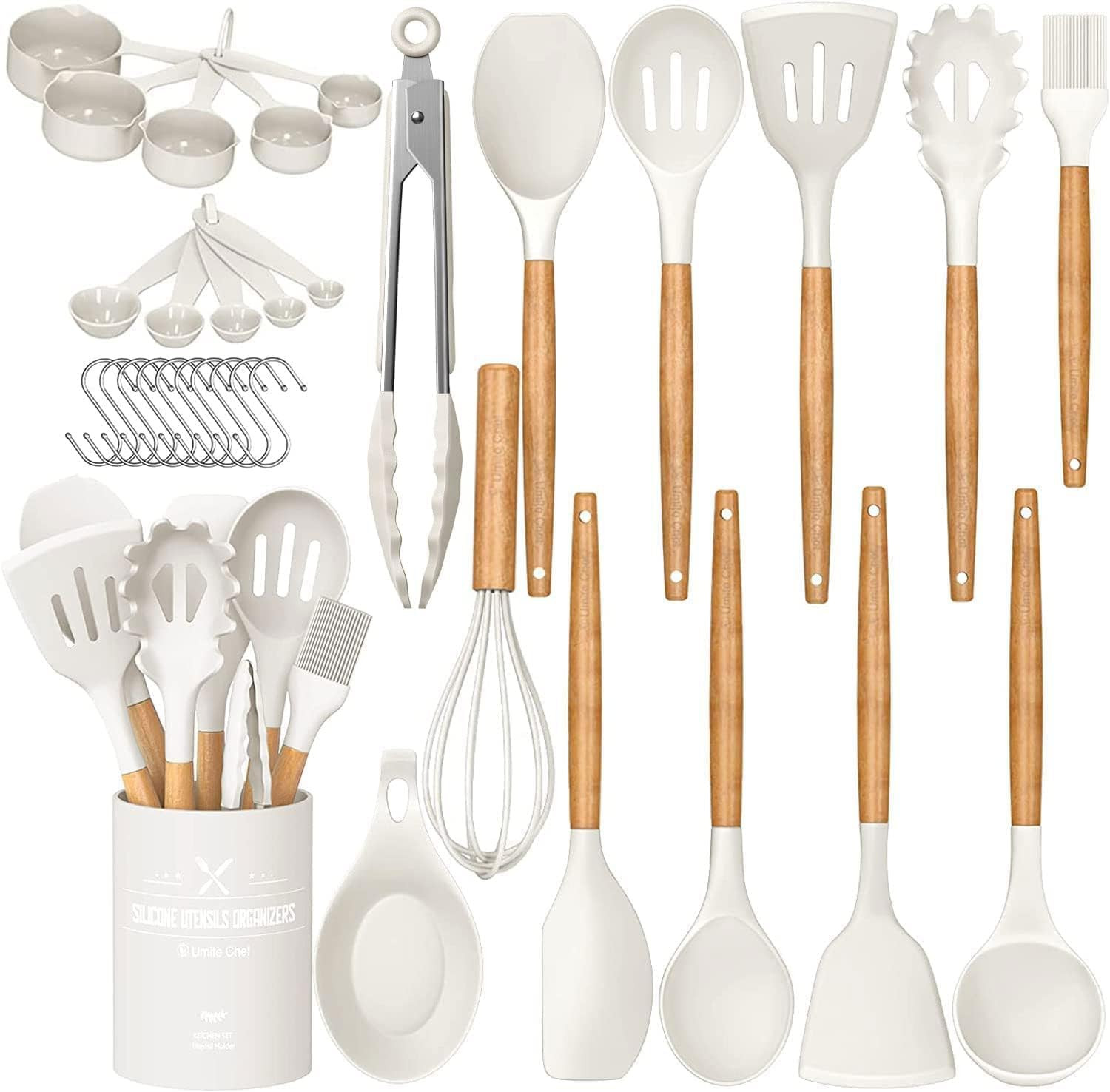 Umite Chef Kitchen Cooking Utensils Set, 33 pcs Non-stick Silicone Cooking Kitchen Utensils Spatu... | Amazon (US)