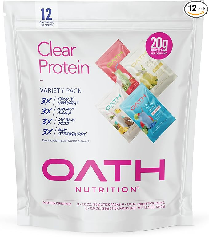 Oath Nutrition Clear Whey Isolate Protein Powder Variety Pack, 12 Pack | Amazon (US)