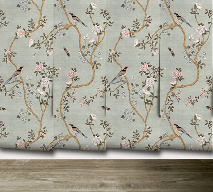 Avignon Chinoiserie Silver Lake Peel and Stick Wallpaper