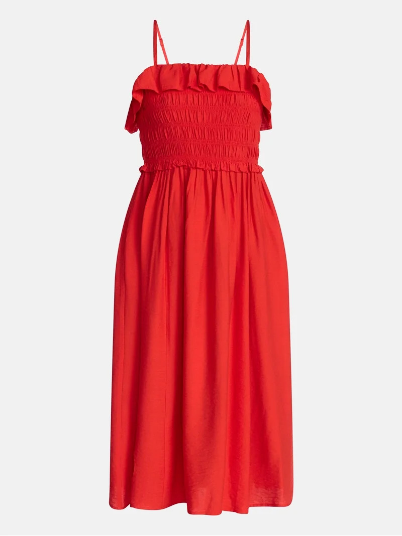 Time and Tru Women's Sleeveless Smocked Midi Dress, Sizes XS-XXXL | Walmart (US)