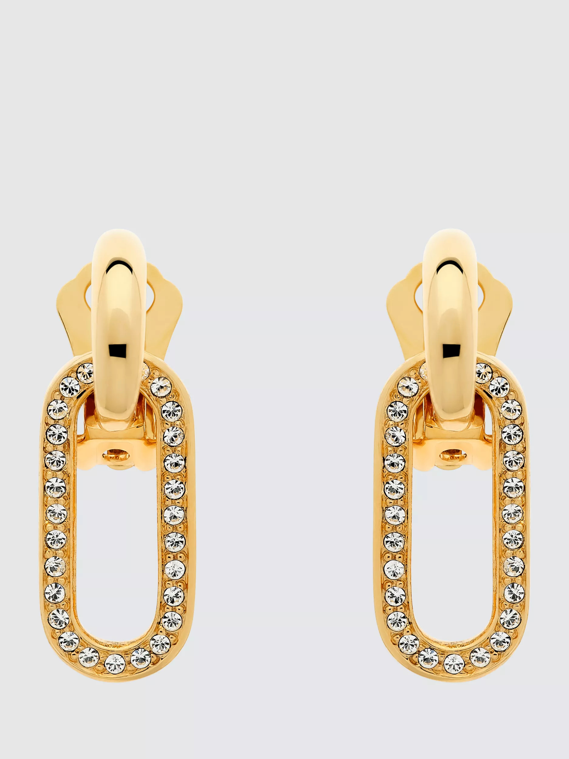 Emma HollandCrystal Oval Drop Clip-On Earrings, Gold | John Lewis (UK)