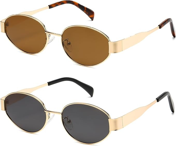 Retro Oval Sunglasses for Women Men Trendy Sun Glasses Classic Shades UV400 Protection | Amazon (US)