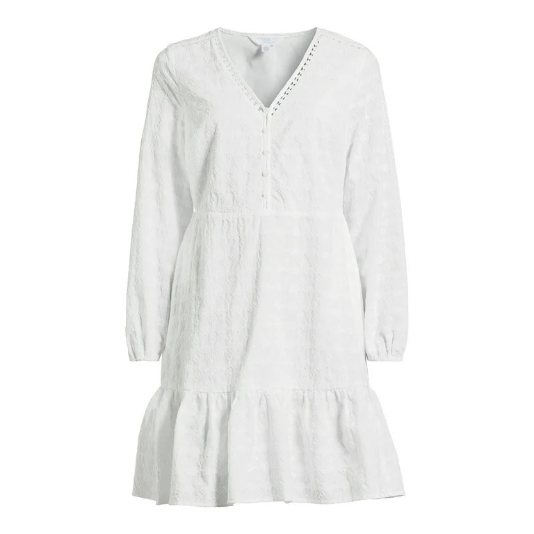 Time And Tru Women Tiered Mini Eyelet Dress | Walmart (US)