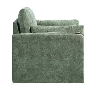 Modern Green Accent Chair, Upholstered with Armrests, Plastic Outdoor Rocking Chair with Dark Green Cushion | The Home Depot