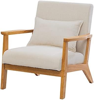 Amazon.com: UNICOO - Mid-Century Modern Accent Chair, Fabric Reading Armchair, Easy Assembly, Lou... | Amazon (US)