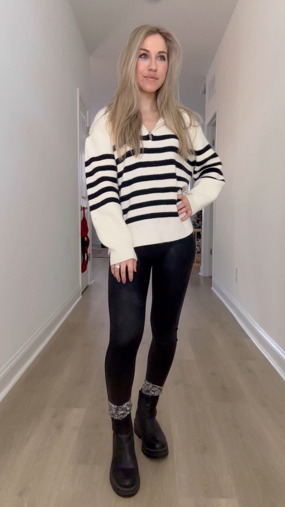 Black and white stripes 
Striped sweater 
Striped quarter Zip 
Collared quarter zip sweater 

#LTKSeasonal #LTKstyletip #LTKfindsunder100