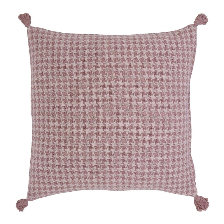 Beautiful Tonal Houndstooth Cotton Slub Decorative Pillow with Tassels by Drew Barrymore, 22" x 2... | Walmart (US)