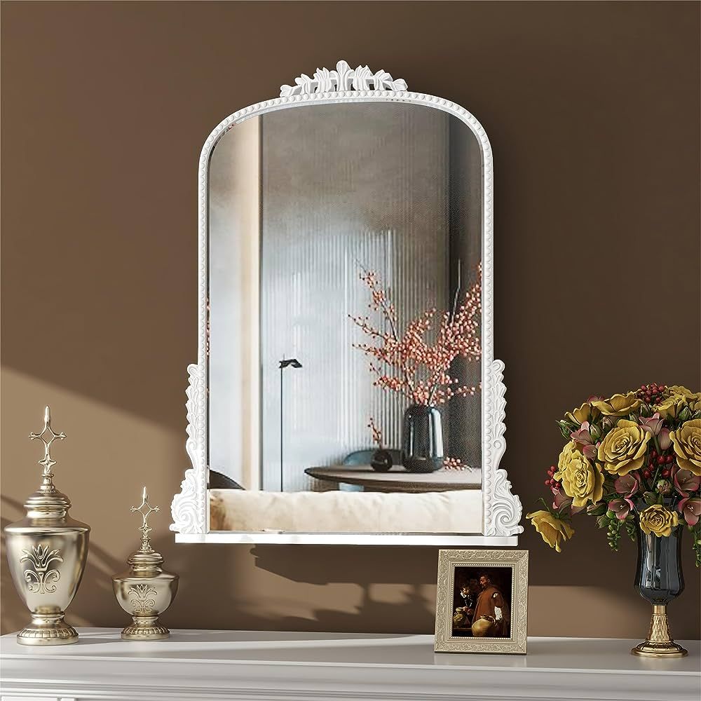 SHYFOY White Antique Wall Mirror Baroque Ornate Mirrors for Wall Decor, Decorative Arche Mirrors ... | Amazon (US)