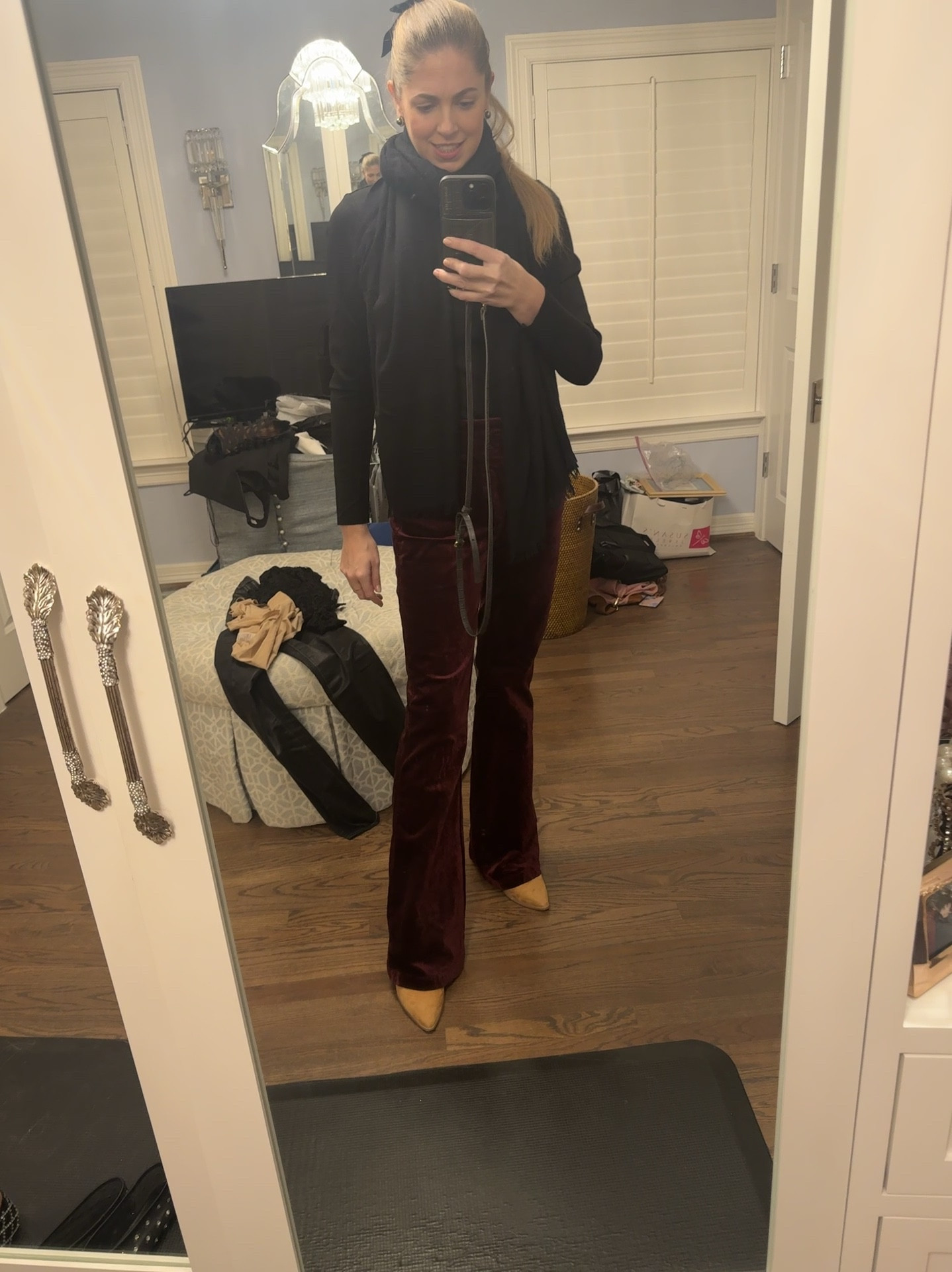 first Christmas party/fundraiser outfit!l The cranberry colored pants are so nice and have stretch to them. 

#LTKHoliday