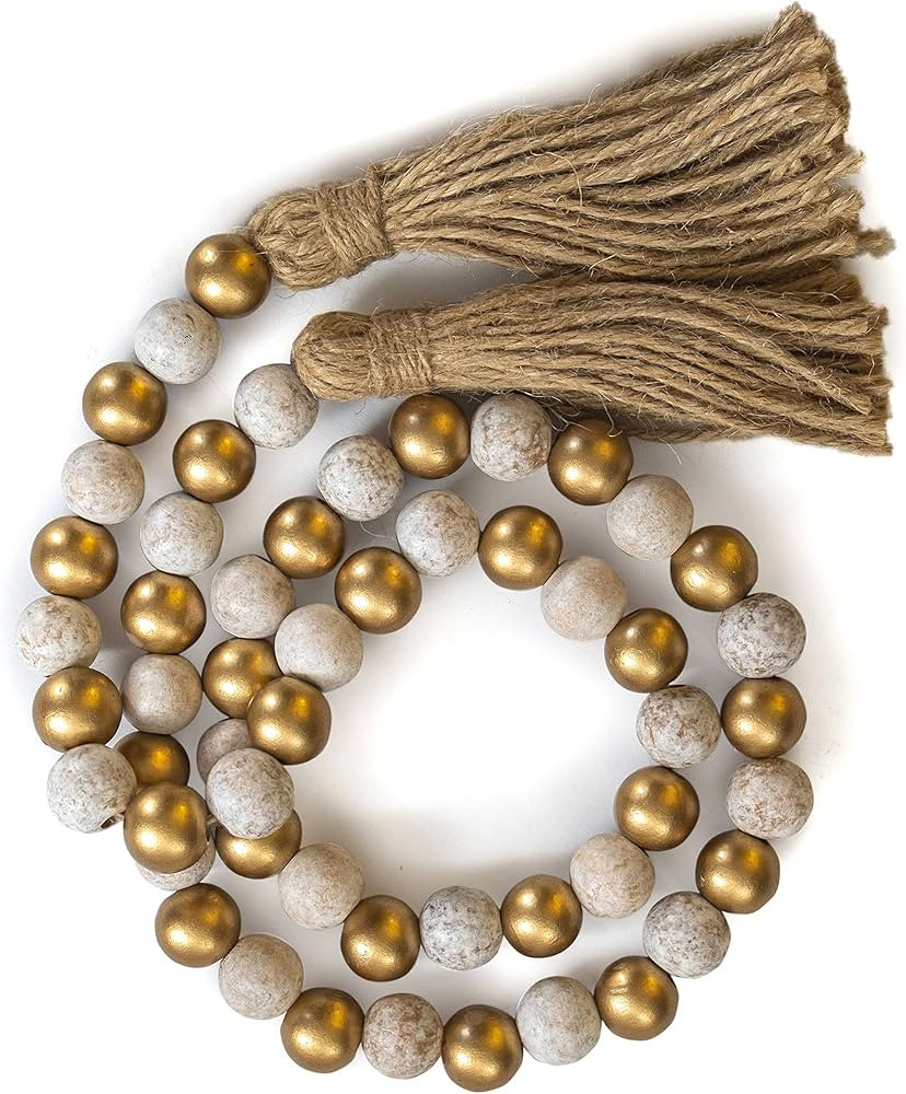 Wooden Bead Garland Decor, Wood Beads Garland Decorative Beads, Wooden Beads Garland, Wood Bead G... | Amazon (US)