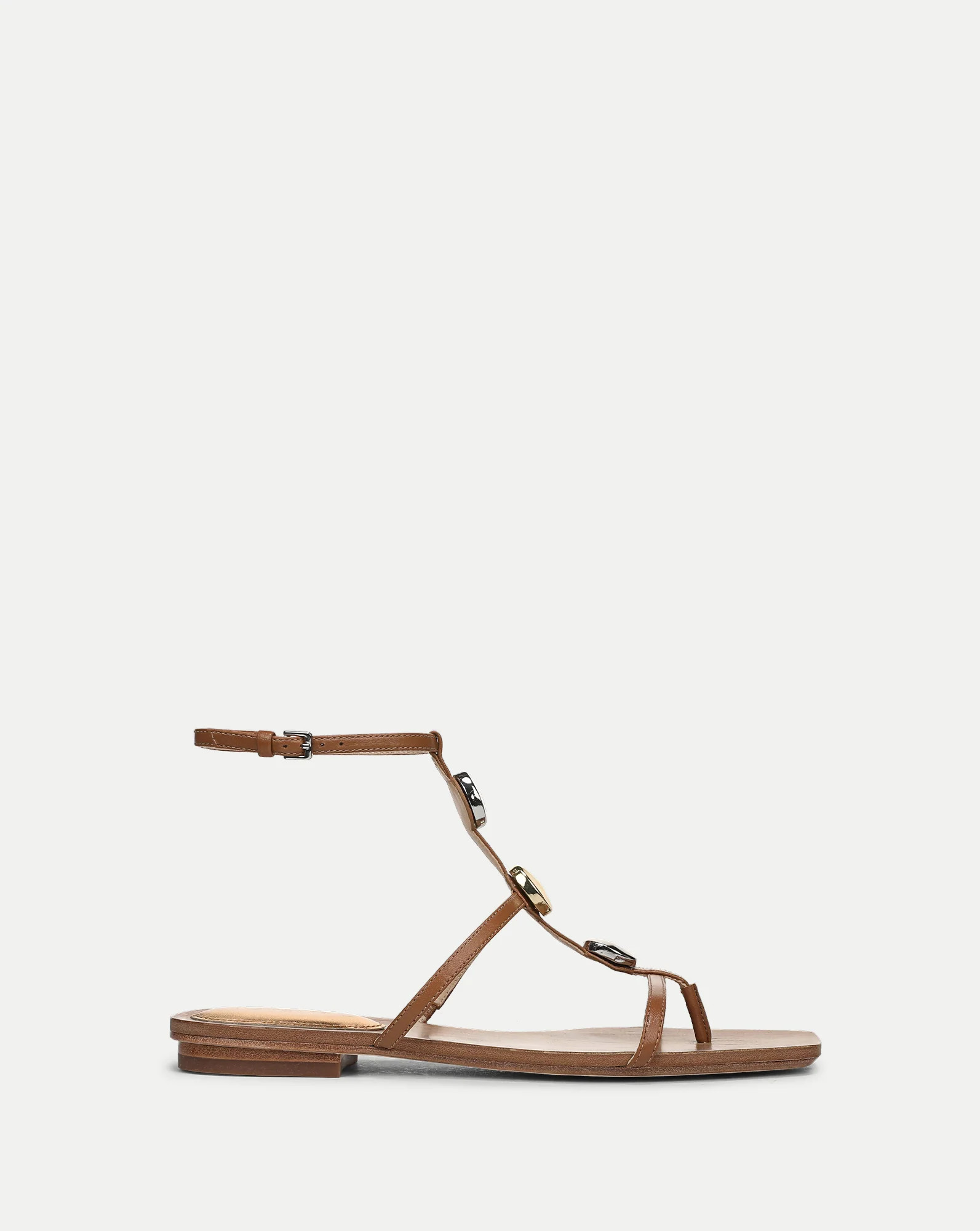 Alba Stone Embellished Sandal in Tan Hazelwood | Veronica Beard | Veronica Beard