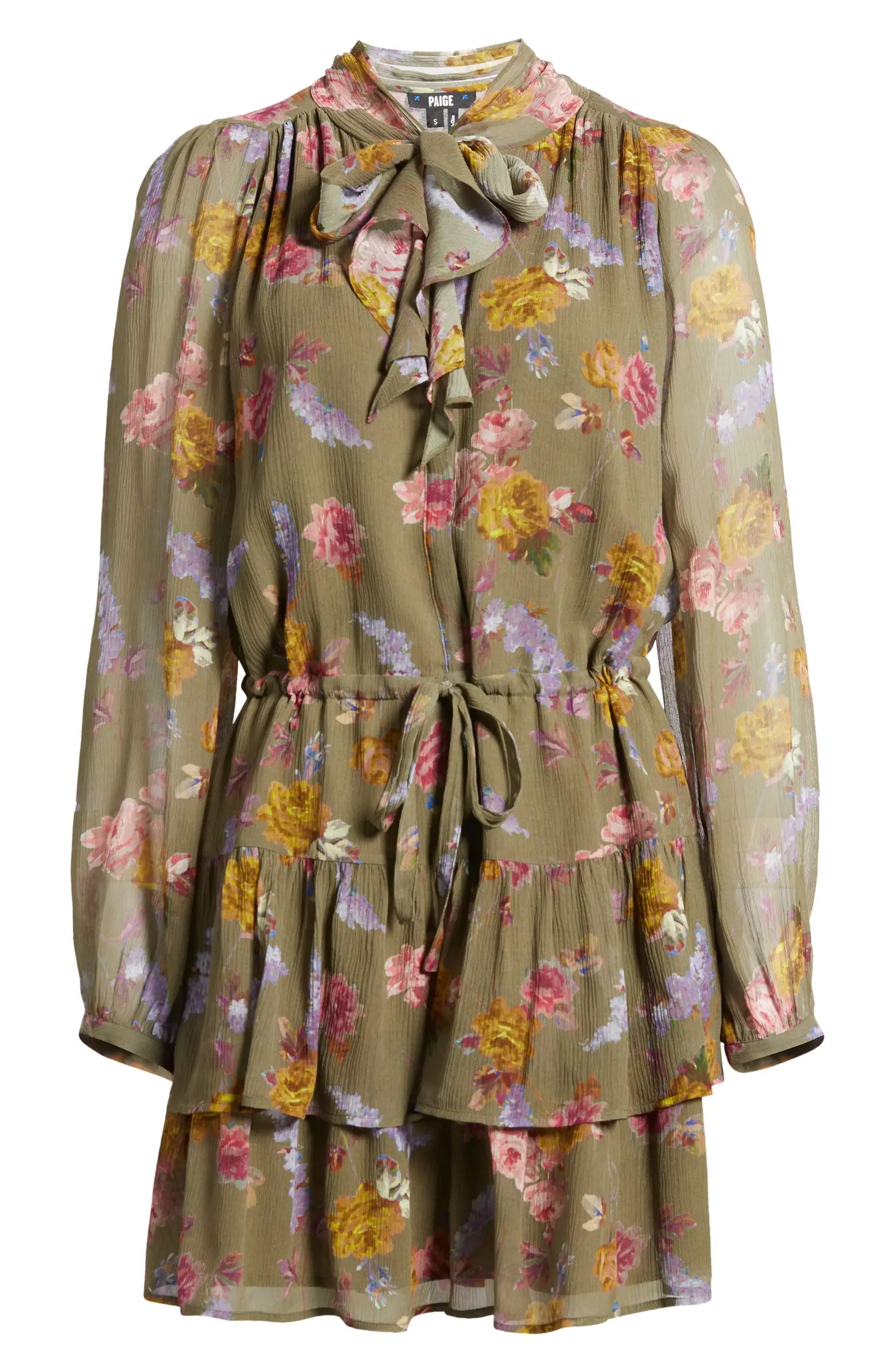 Elynne Floral Long Sleeve Silk Chiffon Dress | Nordstrom