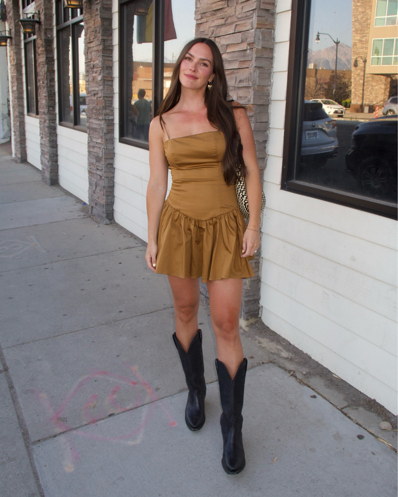 Wearing a small in the dress 