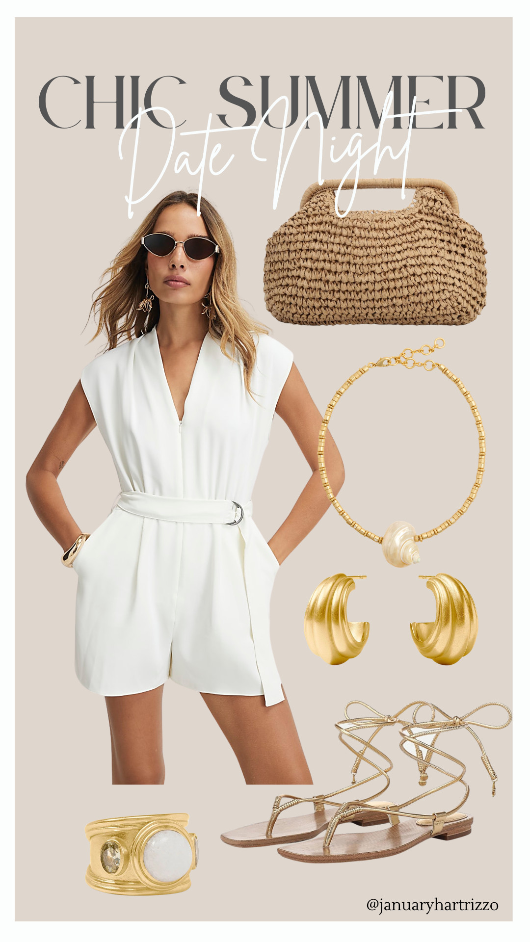 Summer date night outfit idea with a chic white romper and straw clutch.

summer outfits, beach vacation outfits, elevated summer outfit, sandals 

 #LTKootd #LTKSeasonal #LTKOver40