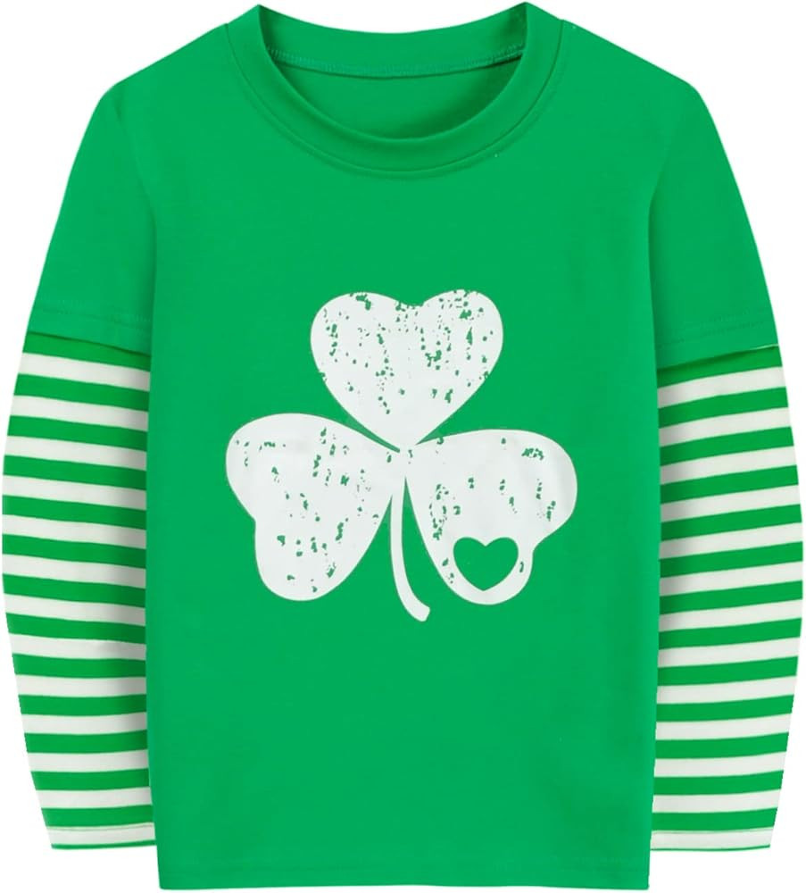 CM-Kid Toddler Boy Girl St Patricks Day Shirts Clover Shamrock Stripe Sleeve Irish Tshirt for Kid... | Amazon (US)