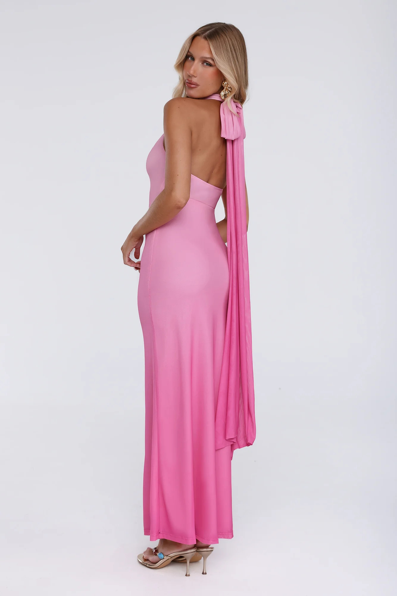 Chic Fix Halter Maxi Dress Pink | Hello Molly (US)