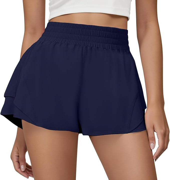 FireSwan Running Shorts for Women 2 in 1 Butterfly Flowy Athletic Gym Short | Side Layer, Quick D... | Amazon (US)
