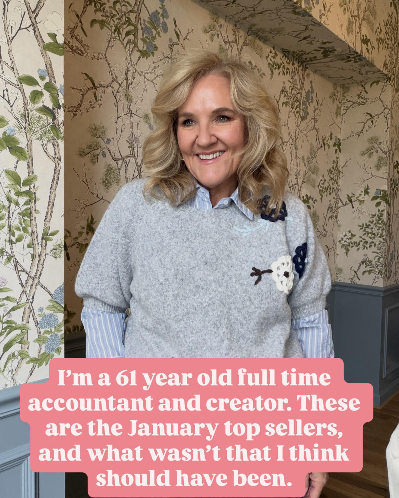 January top sellers and what I thought shoukd have been top sellers! 
Pink flower sweater medium 
Denim jacket medium 
Navy blazer 10 petite 
Athleta pants 8 petite 
Floral jeans size 8 reg 

@DIBS Beauty is a favorite! The glow tour duo and brush are must haves 
Maryjane espadrilles tts 
Blue Oxford with ribbon accent size small 
Cashmere v-neck sweater size up to a large 
Target robe size XS/small 

Found a similar sweater in the first picture 

#LTKSaleAlert #LTKPetite #LTKOver40