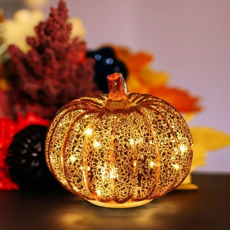 Mercury Glass Pumpkin Light, Fairy Lights,Battery Operated Led Pumpkin Light,Ideal for Halloween Fall Decoration, Thanksgiving Rustic Decor, Xmas Decor | Walmart (US)