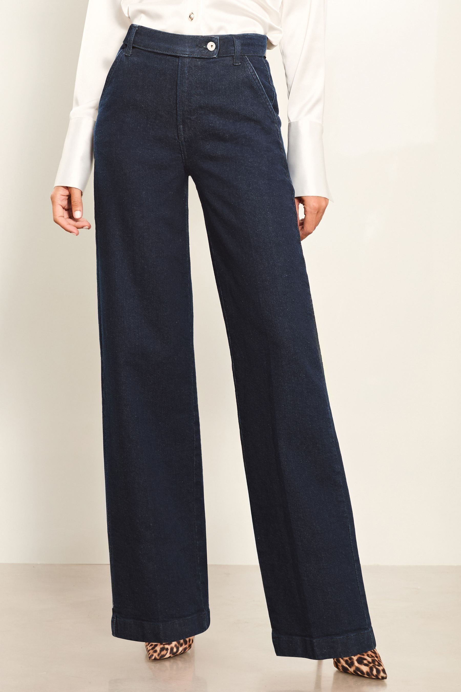 Womens Lipsy Blue High Waist Tailored Wide Leg Jeans - Blue | Next AU