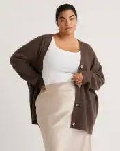 Mongolian Cashmere Oversized Boyfriend Cardigan Sweater - Plus Size | Quince
