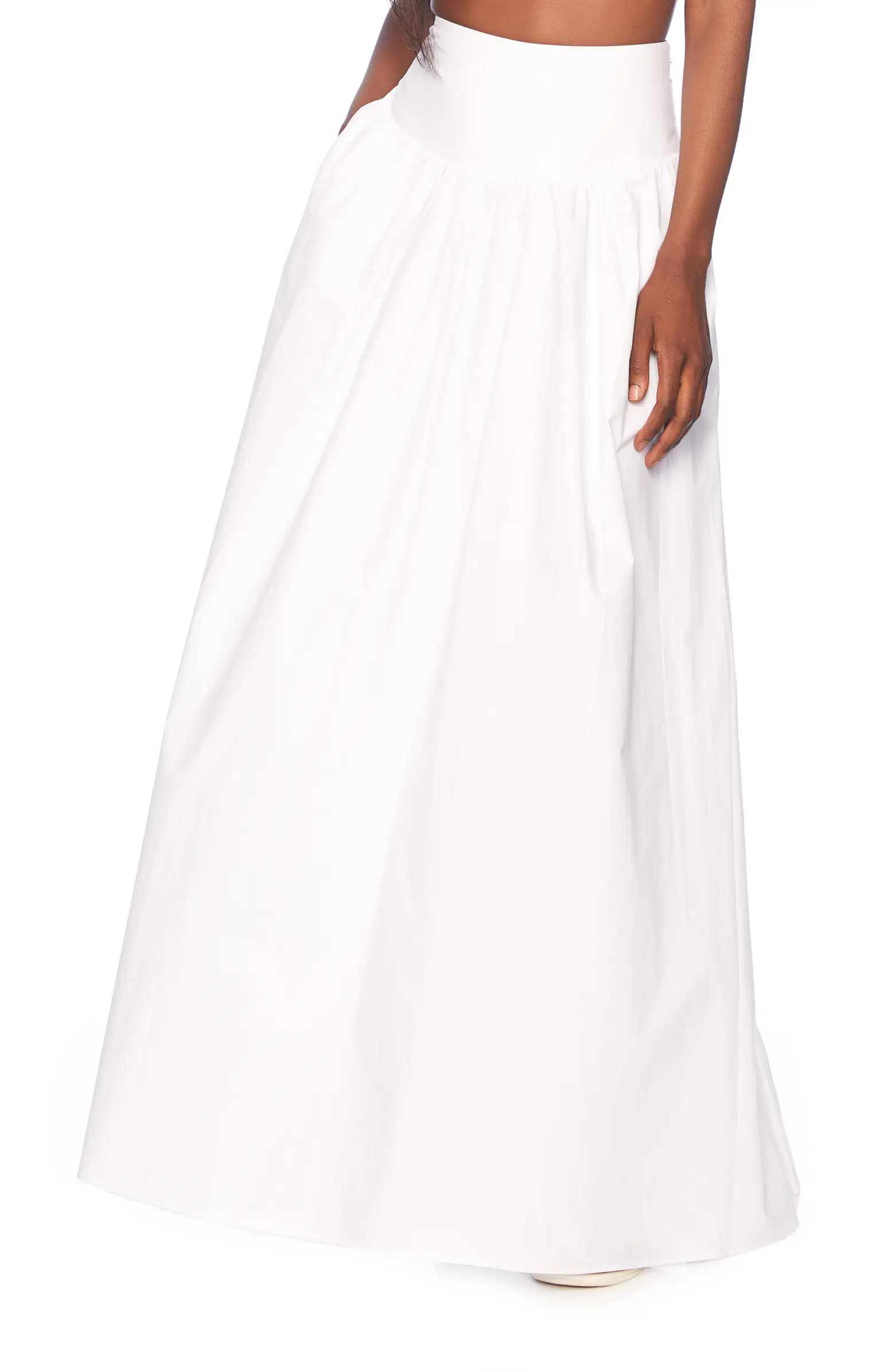 Drop Waist Cotton Poplin Maxi Skirt | Nordstrom