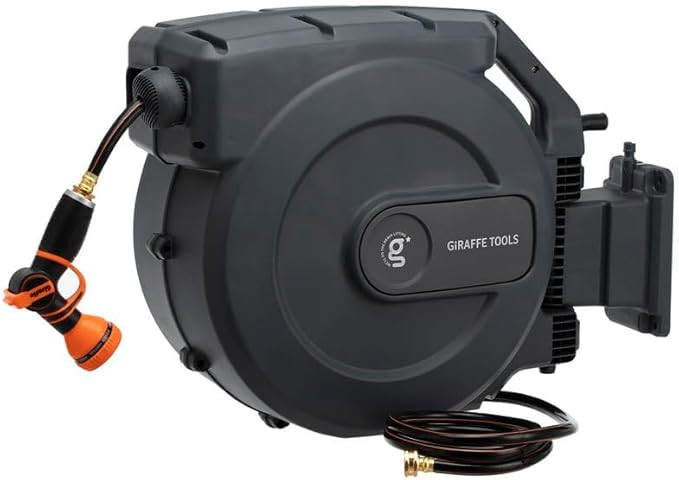 Giraffe Tools AW505/8 Retractable Garden Hose Reel 5/8" x 115+5 ft, Heavy Duty Wall Mounted Water... | Amazon (US)