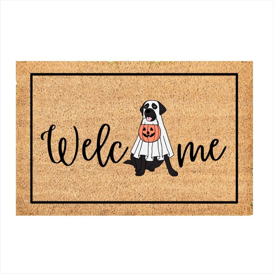 Halloween Black Lab Dog Lover Dog Mom Black Dog Welcome Door Mat Cute Halloween Dog Mat Funny Cut... | Etsy (US)