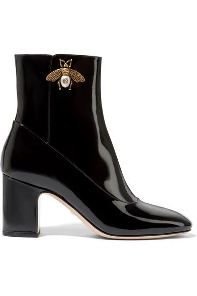 Gucci - Embellished Patent-leather Ankle Boots - Black | NET-A-PORTER (UK & EU)