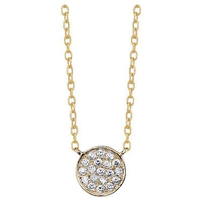 Women's Sterling Silver Pave Disc Station Necklace - Gold (18") | Target