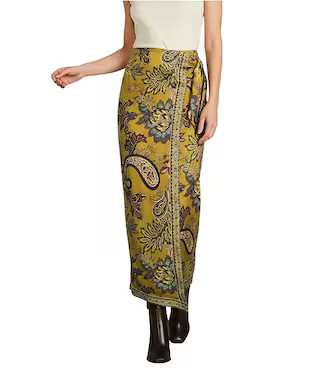 Antonio Melani Anna Printed Satin Twill Faux Wrap Skirt | Dillard's | Dillard's