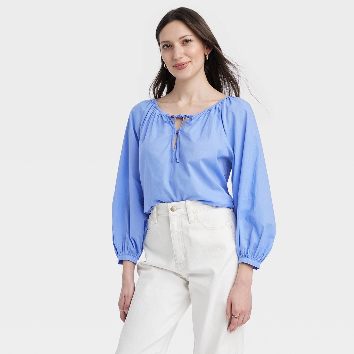 Women's Long Sleeve Blouse - Universal Thread™ Blue M | Target